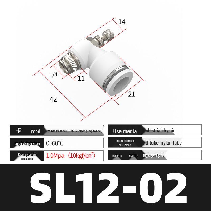 Pneumatyczny regulowany zawór dławiący serii SL (4/6/8/10/12) dla złącza rurki pneumatycznej i cylindra
