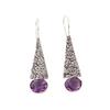 Natural Amethyst Gemstone 925 Sterling Silver Jewelry Handcrafted Earrings 1.9" EE-165-12