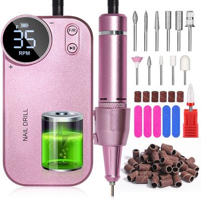 35000RPM Broca de Unha Recarregável Máquina de Manicure Com Modo Pausa Lixadeira Elétrica de Unha Para Esmalte Gel de Unha Equipamento de Salão de Unhas