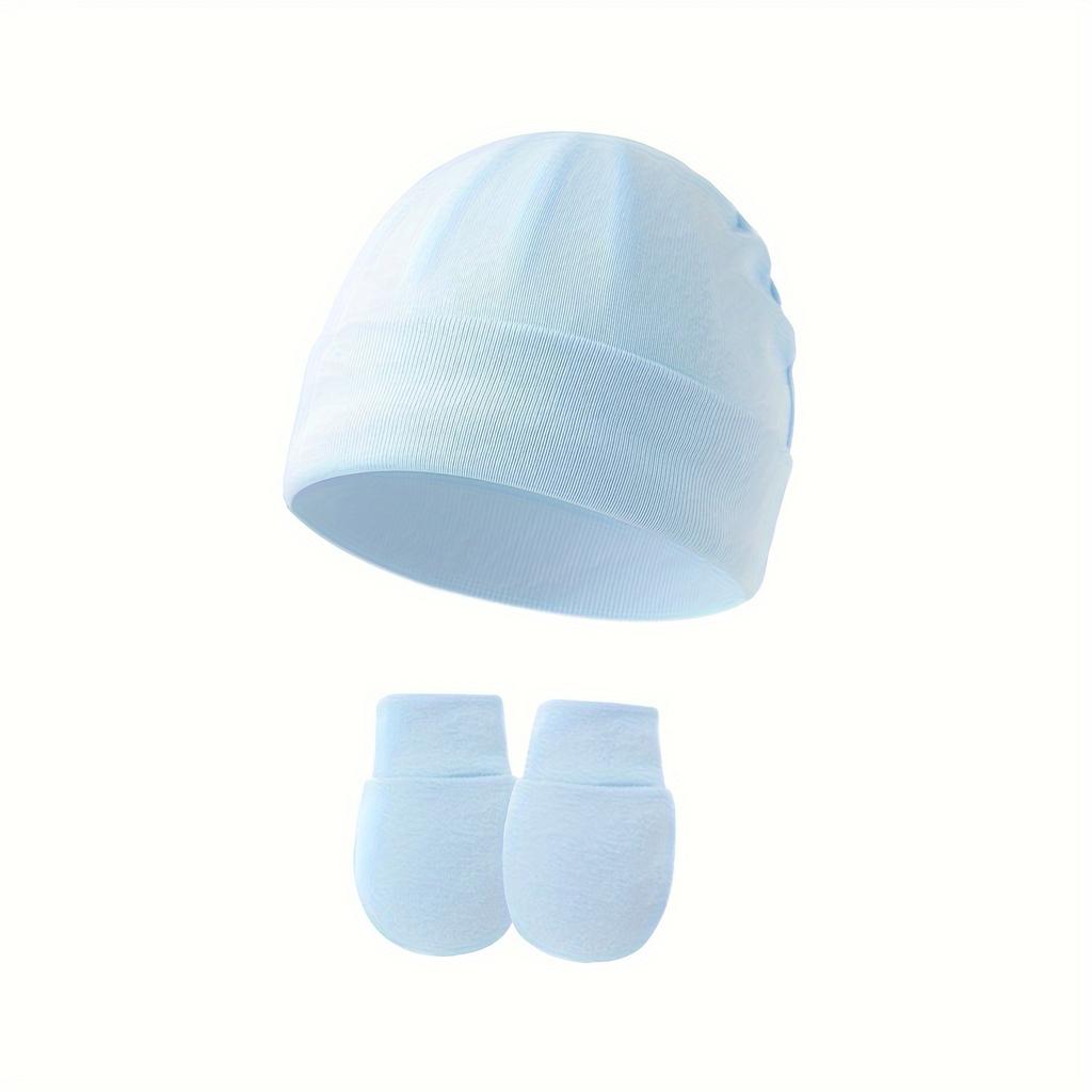 4set Cute Baby Mittens Newborn, No Scratch Baby Boy Mittens, Baby Girl Hat Gloves for Toddlers, Infant, Newborn