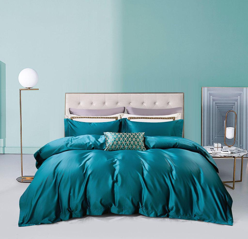 50S Pure Cotton Sateen Solid Color Brocade Fabric Duvet Cover & Bed Sheet Hotel Collection