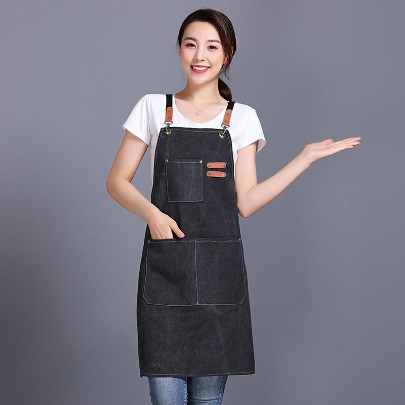 Waterproof Canvas Apron for Baking, Tea Shops, Nail Art, Florists, and Catering with Custom Logo Printing