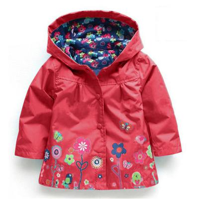 Kids Cute Pattern Printed Hooded Windproof Rainproof Casual Jacket School Hooded Jacket