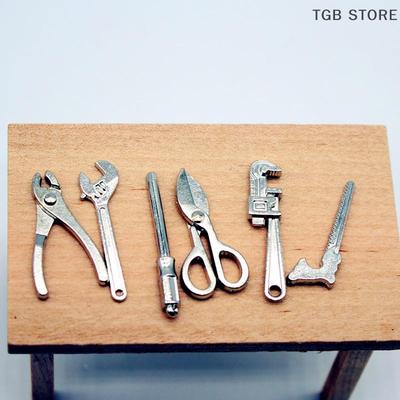 1Set 1:12 Dollhouse Mini Alloy Adjustable Wrench Pliers Tools Set Miniature Repair Model Scene Props Doll House Decor Toys Gift