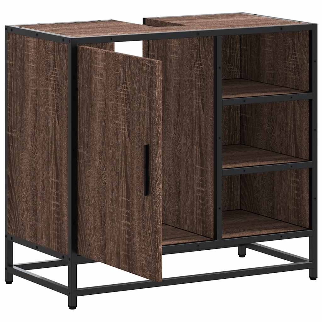 Bathroom Vanity Cabinet Brown Oak Effect 65 X 33 X 60 Cm