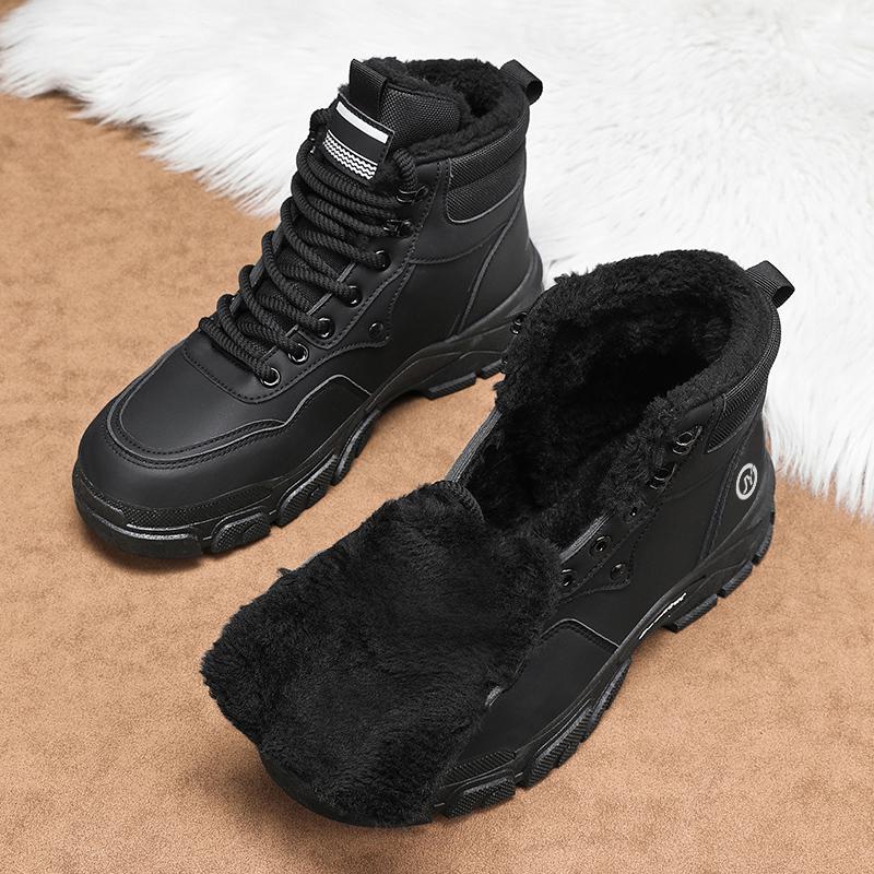 Outdoor Men Ankle Boots Winter Plush Warm Snow Boots Non-slip Cotton Boots Lightweight Work Boots Sneakers Climbing Hiking Shoes