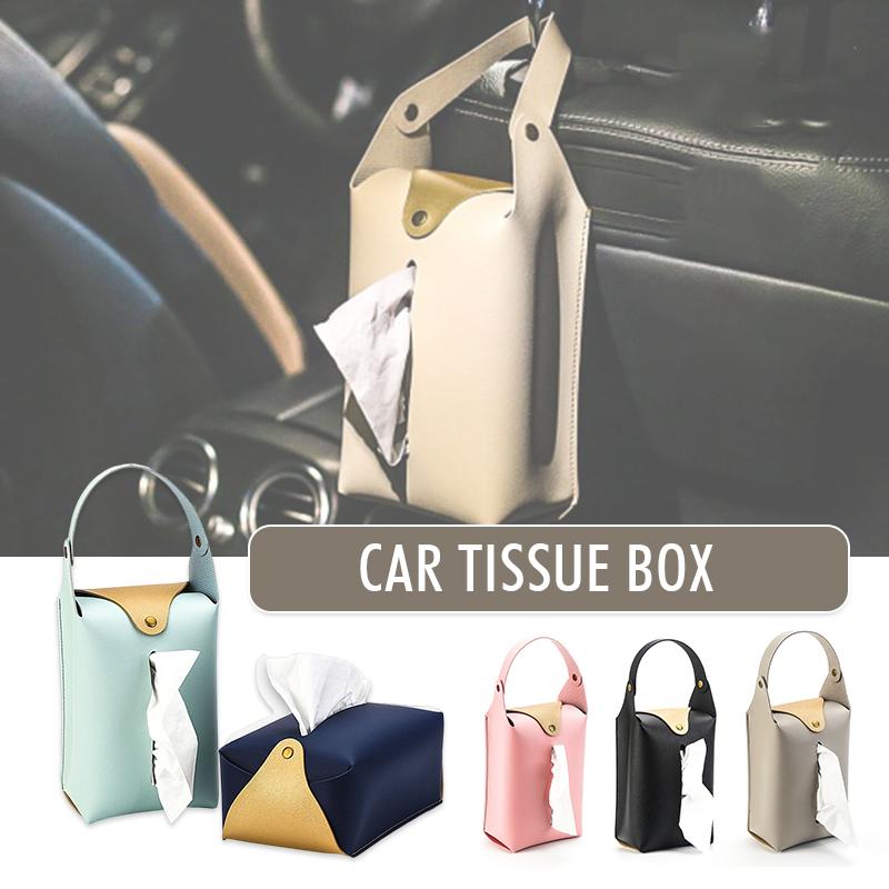 Retro Elegant Leather Tissue Box Hanging Car Tissue Bag Universal Portable Waterproof Home Kitchen Napkin Organizer Nordic