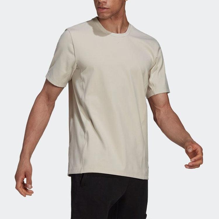 Adidas T Shirts Men's Beige Crew Neck Moderate Straight Fit HS9063