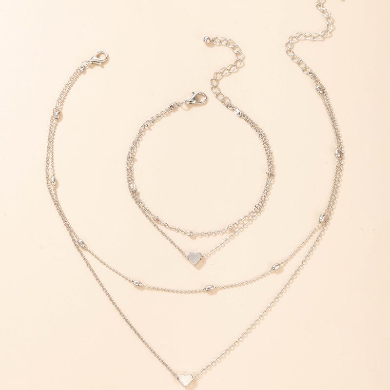Personalized New Jewelry, Love Geometric Simple Multi-layer Bracelet Necklace Two-piece Combination Women