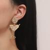 Cross-border New Creative Carnival Party Diamond-encrusted Fashion Wine Glass Shape Earrings, Super Flash Hollow Fashion Personalized Models