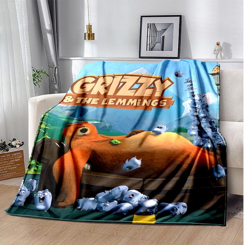 Grizzly Lemmings Flanelldecke Weich Warm Ganzjahresdecke, Design für Camping, Autoreisen, Wandern Sofa, Bett, Büro Perfektes Geschenk für Partys