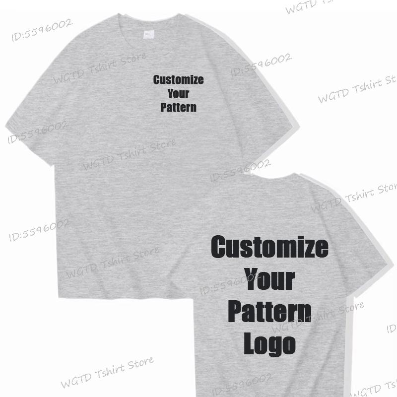 Tops Custom Diy Logo Cotton T-shirt Unisex Fashion Casual Tops Customize Pattern Logo Summer Tops Men Women Street Wear Clothes