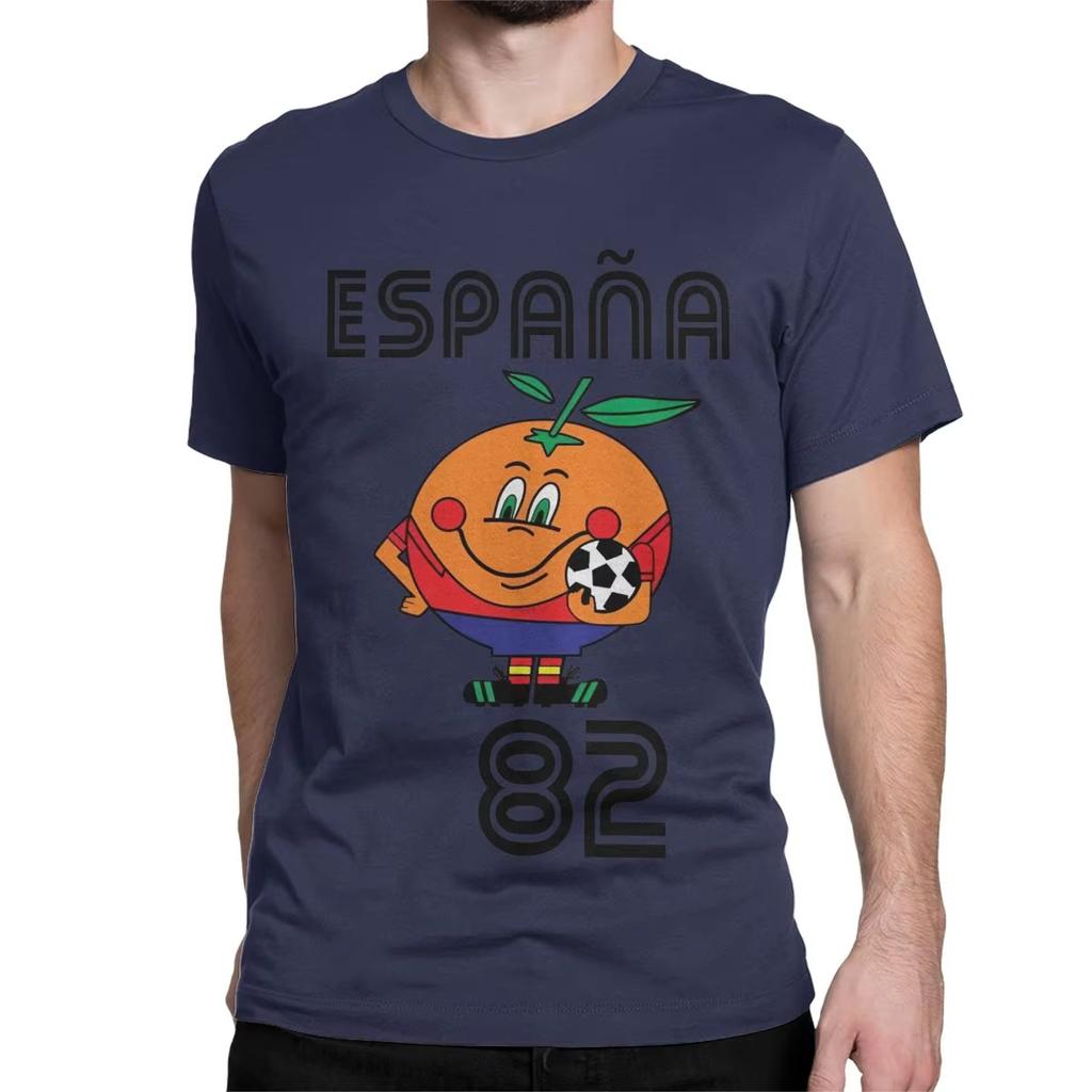 1982 Spain World Cup Cartoon Orange 3D Print T-shirts Summer Round Neck Fashionable Casual Short Sleeved Men's T-shirts