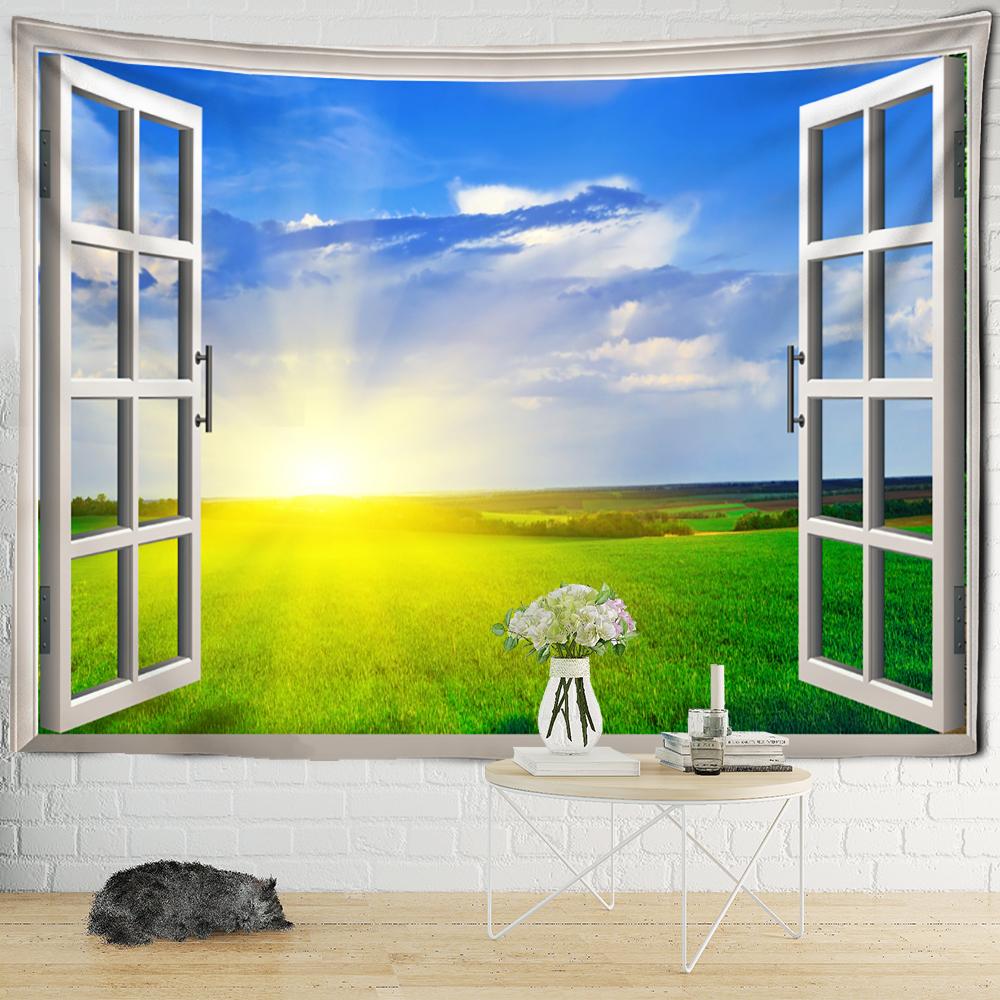 

Закат Приморский Окно Пейзажная Живопись Гобелен Настенный Гобелен Бохо Хиппи Искусство Tapiz Эстетика Декор Комнаты 200x150cm