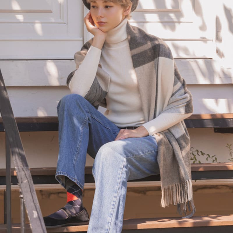 ABRAHAM MOON Merino Wool Shawl 70cm - Madison Natural