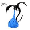 Creative Gift for Dragon Lovers 3D Printed Fire-Breathing Statue, Mystical Figurine with Flame Decor Base, Fantasy Desktop Ornament Bookshelf, Gaming