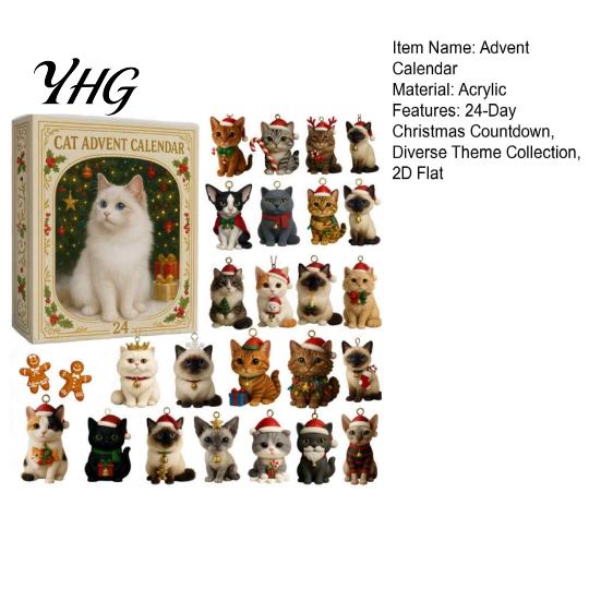 Holiday Gift for Kids Friends 2026 Christmas Advent Calendar, 24-Day Acrylic 2D Ornament Set with Blind Box Animal Figures, Tree Hanging Decor,