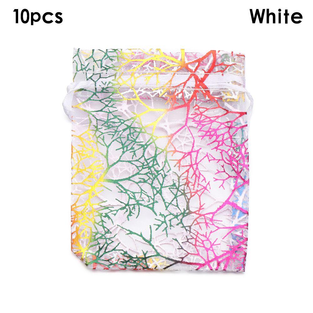 

4 кольори Тримач Зберігання цукерок Весільний подарунок Сумка для упаковки ювелірних виробів Шнурок Сумки з органзи 10pcs білий