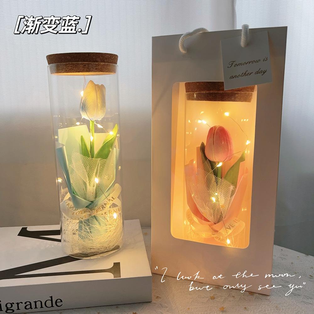 Tulip Mother's Day bouquet Internet celebrity night light immortal flower atmosphere decoration ornament creative exquisite birthday gift