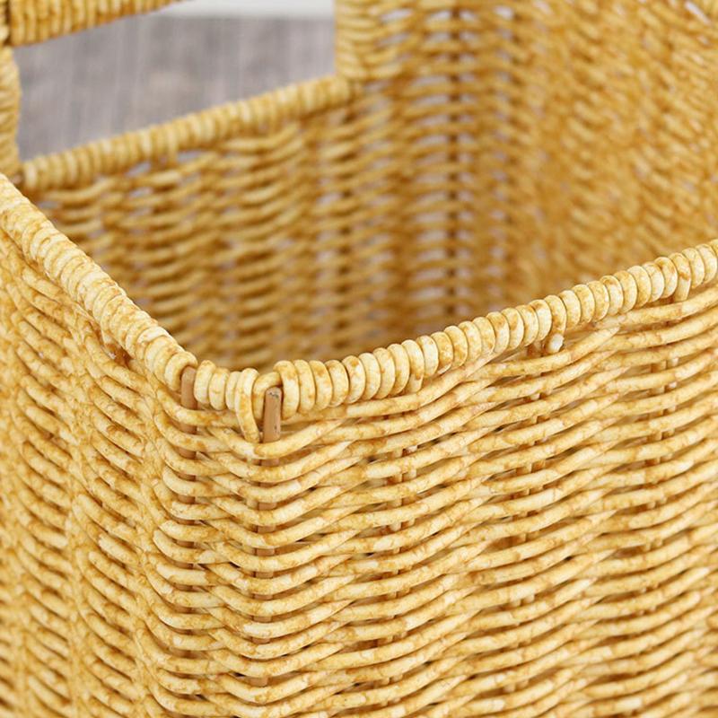 1Pc PP Simple Storage Case Practical Hand-woven Removable Imitation Rattan Desktop Organizing Box Storage Basket