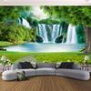 Waterfalls Wallpaper Green Grass Forest Murals Living Room Bedroom Wall Mural Of Waterfall