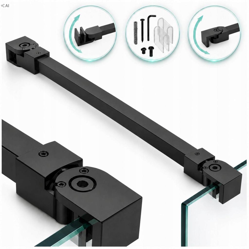 Stabilizer Top Bracket For Shower Cabin Wall 80 Matte Black