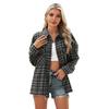 Camisa de Mujer Solapa Manga Larga Bolsillos con Solapa Camisa Casual Monopecho Estilo para Ir al Trabajo Camisa Holgada Abrigo para Uso Diario