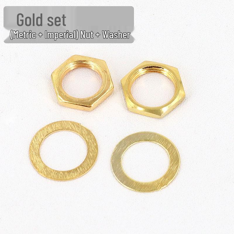 6.35mm Audio Output Electric Bass Guitar Jack with Hex Screw Nut and Washer