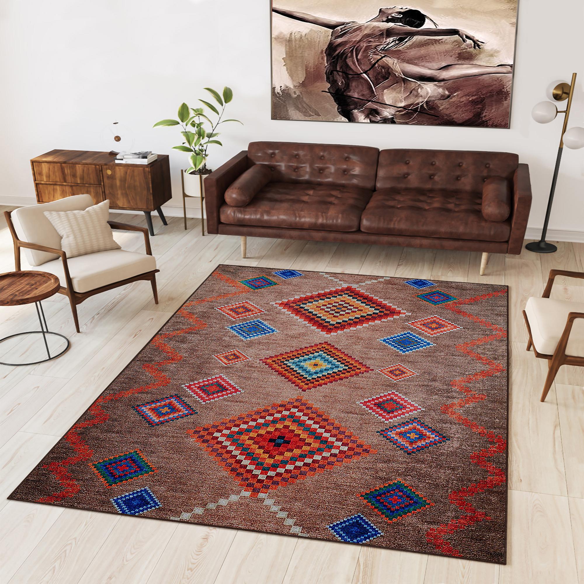 

Декоративный хлопковый тканый ковер с этническим рисунком, современный, тонкий, моющийся устойчивый к пятнам трендовый тканый ковер для пола 40 x 60 cm