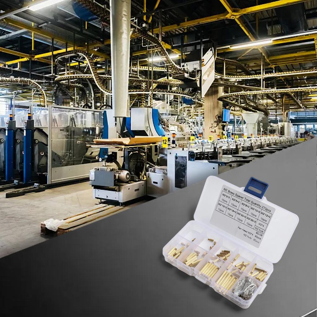 270pcs M2 Male Female Brass Spacer Standoff Screw Nut Assortment Kit Brass Standoffs And Stainless Steel Screw Kits