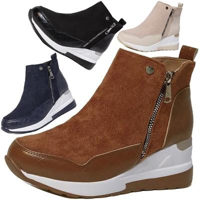 SyfIyno New Women's Fashion Winter Shoes Women's Warm Boots Girls' Platform Snow Shoes Women's Wedge High Heels Large Size 35-43