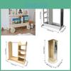 Guarda-roupa Estante de Madeira Multicamadas com Espelho Giratório para Armazenamento de Quarto Infantil