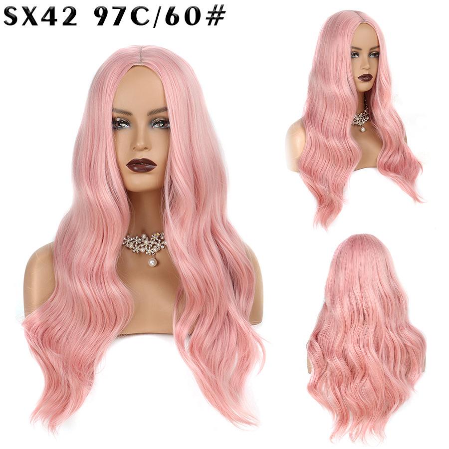 LISI HAIR Dámská módní dlouhá vlnitá paruka bez ofiny, přírodní vodní vlna, paruka ze syntetických vláken pro ženy