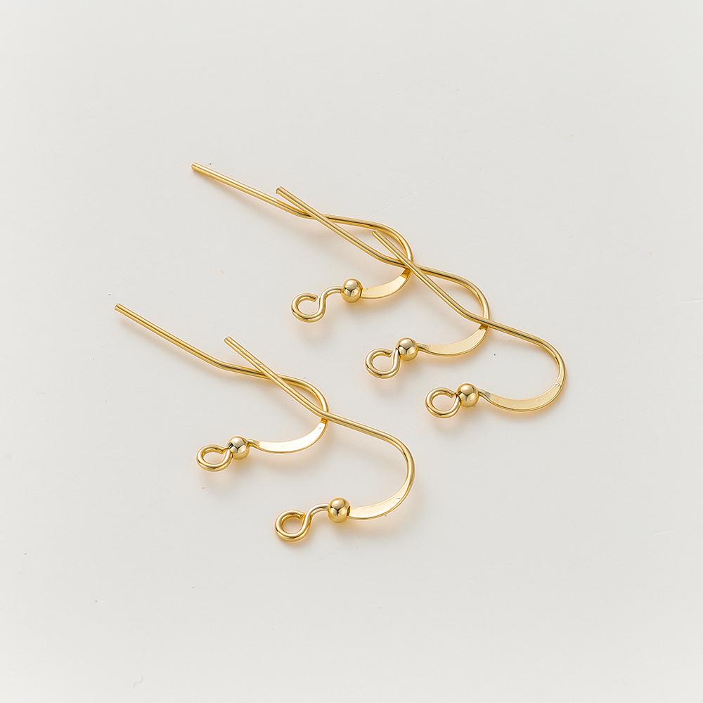 20pcs/lot 14K/18K Gold Plated Brass Earring Hook Clasps Pendant Charms Ear Wire Fitting DIY Jewellery Making Accessories