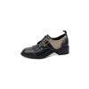 Moda Nuove Scarpe da Donna in Vera Pelle Primavera/Autunno Mocassini a Punta Tonda Scarpe da Donna Moda Pumps da Donna Tacco Alto Chunky