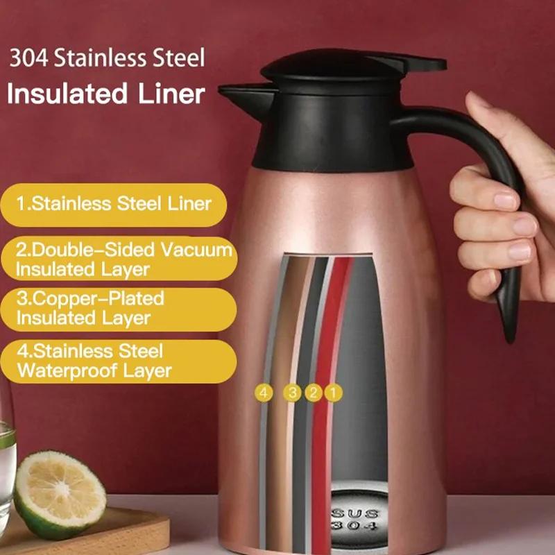 2L Coffee Thermal Kettle 304 Stainless Steel Vacuum Flasks Office Thermos Bottle Insulation Kettle Hot Water Thermos Pot
