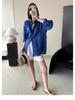 Premium Blue Cotton Linen Sun Protection Long-Sleeve Cardigan Shirt