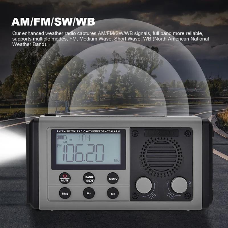 10000mAh FM Radio HRD-907 Solar Hand-Carry Portable Emergency Radio AM/FM/SW Waterproof Reading Light SOS for Outdoors