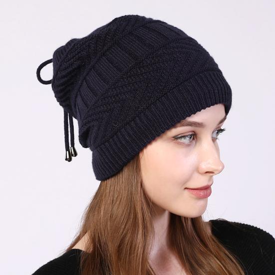 Beanie Hat Solid Color Adjustable Autumn Winter Plush Lining Windproof Hat Scarf for Outdoor