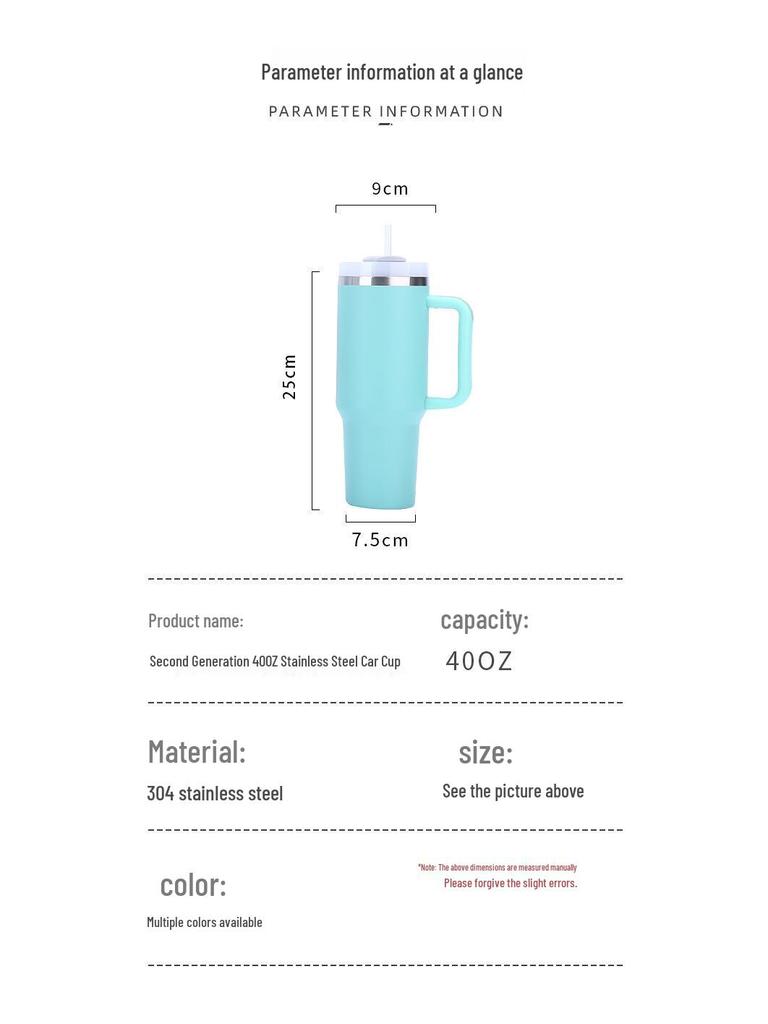 Kuangjie 40oz Stainless Steel Car Thermos Cup with Handle, Large Capacity, Portable for Outdoors