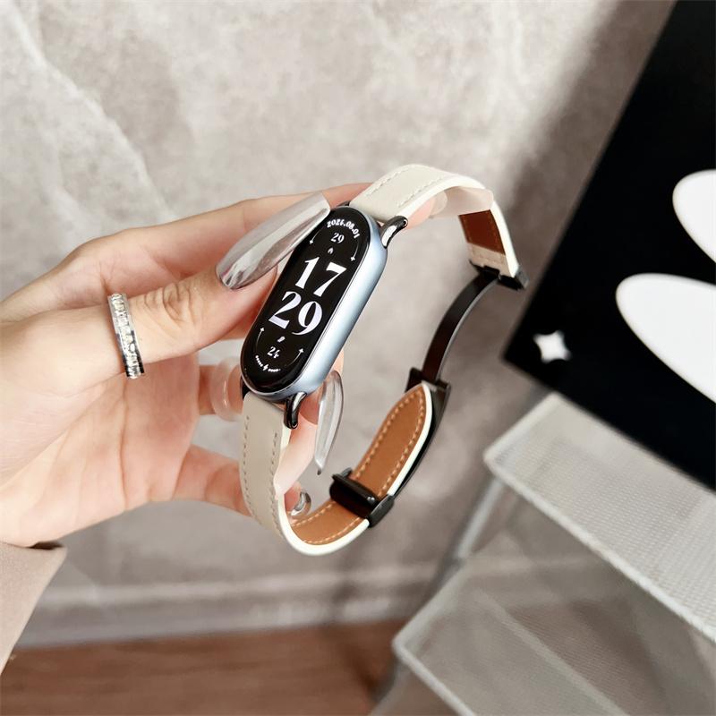 

Модный кожаный ремешок для часов Xiaomi Mi Band 9, сменный браслет Miband 8 NFC Correa SmartAccessories, ремешок на запястье xiaomi band 8/9 белый