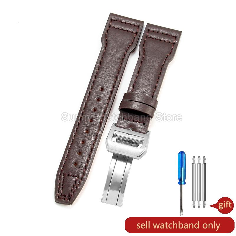 Coffee Black 20 21 22mm for IWC Portofino Le Petit Prince Portugieser Cowhide Watch Band Special Interface Needle Buckle Durable