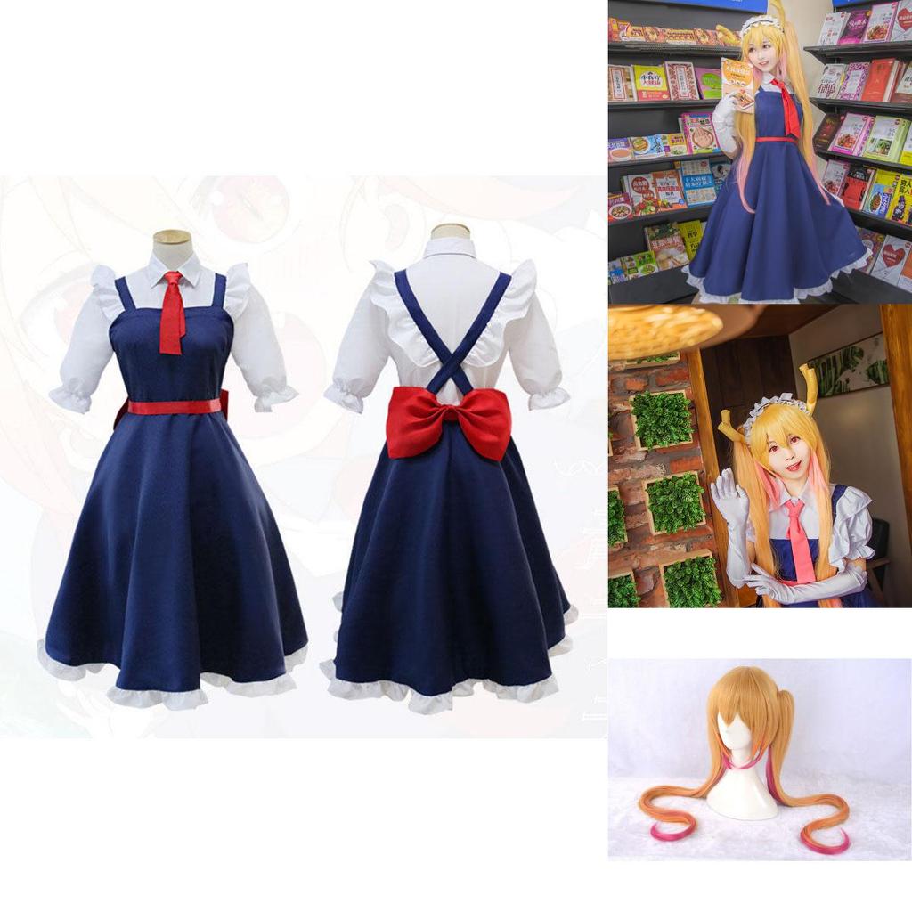 Premium Quality Miss Kobayashi's Dragon Maid Tooru Maid Dress Outfit Cosplay Costume Full Set