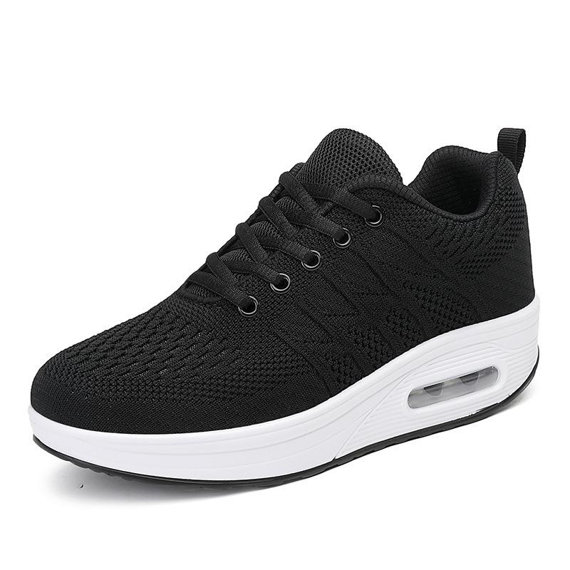 Autumn fly weaving mesh breathable running shoes rocking shoes women's platform air cushion casual sports mother shoes