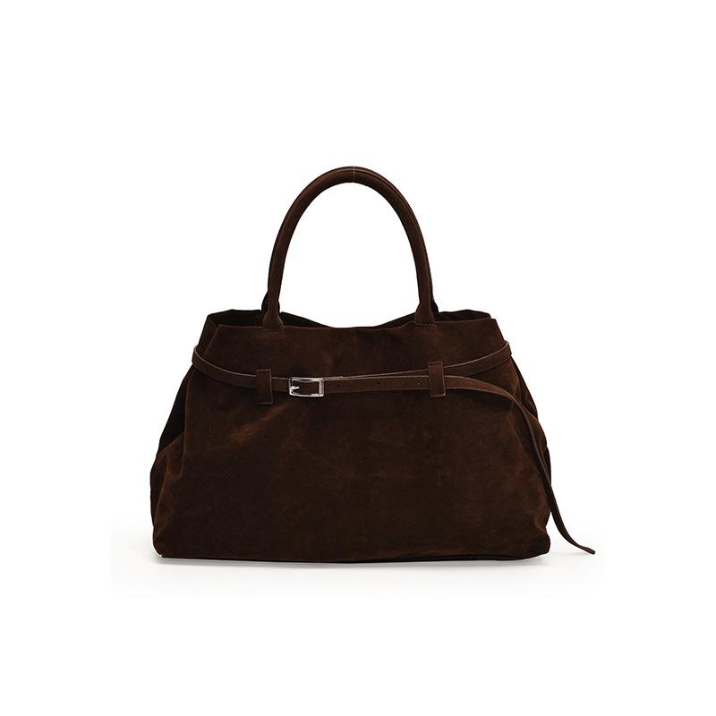 

2025 autumn and winter new Maillard simple commuter portable tote bag women s large-capacity matte texture shoulder bag