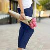 Women's European American Cotton Linen Casual Cropped Straight Leg Trousers with Elastic Waist