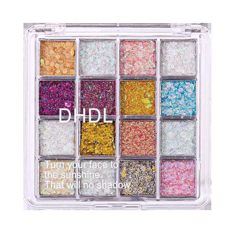 

DHDL 16-цветные тени для век с блестками: Макияж без клея, с долговечным результатом 20g