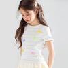Mucmukn Girls' Rainbow Stripe Ribbed Bow T-shirt