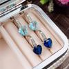 BELLA BOX Eternity Love Earrings For Women Blue CZ Heart Dangle Earrings Wedding Party Elegant Lady's Accessories Classic Jewelry