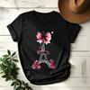 Damen-T-Shirt mit Paris Eiffelturm, rosa Schleife, Rosenmuster, locker, kurzärmelig, geeignet für Reisen und romantisch